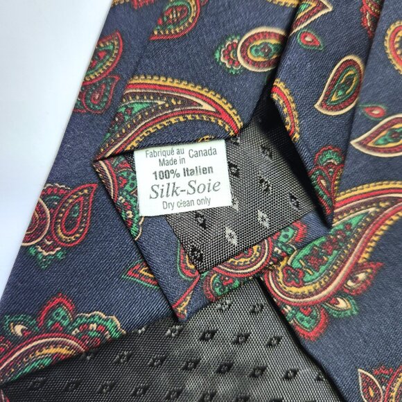 Domenico Franco Tie Men's 100% Italian Silk Necktie Paisley Pattern Blue - Picture 6 of 6